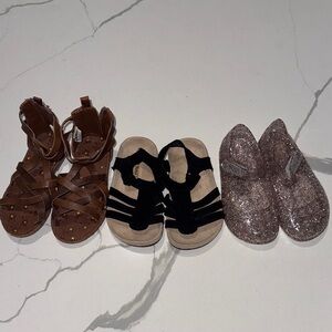 Three Pair Lot Girls Toddler Sandals 6